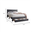 Pemberly Row Full Bed with Underbed Drawer in Dark Gray Corduroy