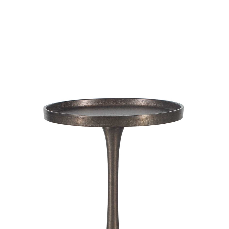 Pemberly Row 10 Inch Round Accent Table in Ribbed Bronze Iron