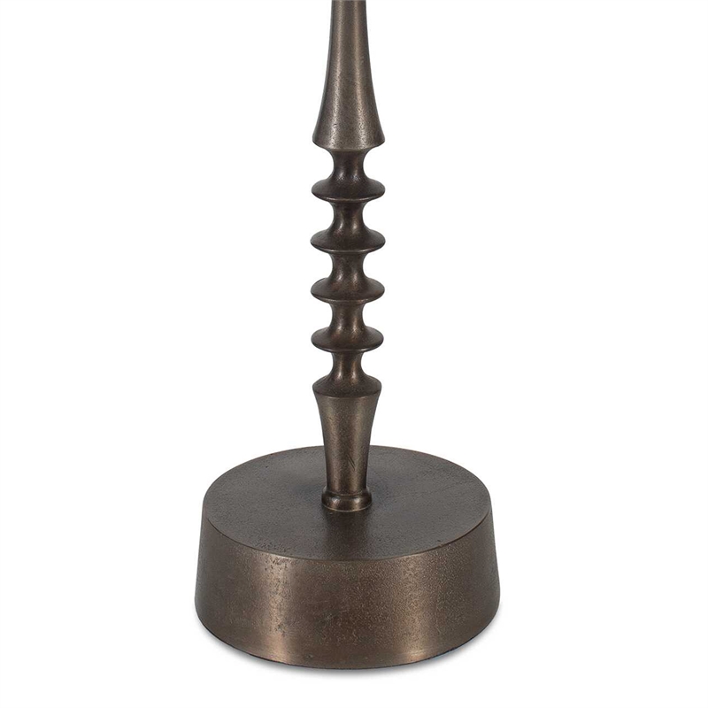 Pemberly Row 10 Inch Round Accent Table in Ribbed Bronze Iron