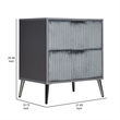 Pemberly Row 26 Inch Nightstand with 2 Ribbed Drawers in Smooth Gray