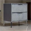 Pemberly Row 26 Inch Nightstand with 2 Ribbed Drawers in Smooth Gray