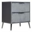 Pemberly Row 26 Inch Nightstand with 2 Ribbed Drawers in Smooth Gray