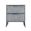 Pemberly Row 26 Inch Nightstand with 2 Ribbed Drawers in Smooth Gray