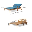 Pemberly Row 79 Inch Outdoor Double Chaise Lounger in Acacia Wood