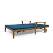 Pemberly Row 79 Inch Outdoor Double Chaise Lounger in Acacia Wood