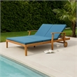 Pemberly Row 79 Inch Outdoor Double Chaise Lounger in Acacia Wood