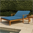 Pemberly Row 79 Inch Outdoor Double Chaise Lounger in Acacia Wood