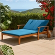 Pemberly Row 79 Inch Outdoor Double Chaise Lounger in Acacia Wood