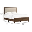 Pemberly Row King Bed with Nailhead Upholstered Headboard in Cherry Brown