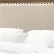 Pemberly Row King Bed with Nailhead Upholstered Headboard in Cherry Brown