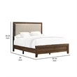 Pemberly Row Queen Bed with Nailhead Upholstered Headboard in Cherry Brown