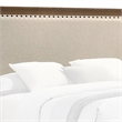 Pemberly Row Queen Bed with Nailhead Upholstered Headboard in Cherry Brown