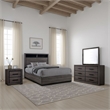 Pemberly Row 4 Piece King Bedroom Set in Two Tone Gray and Black