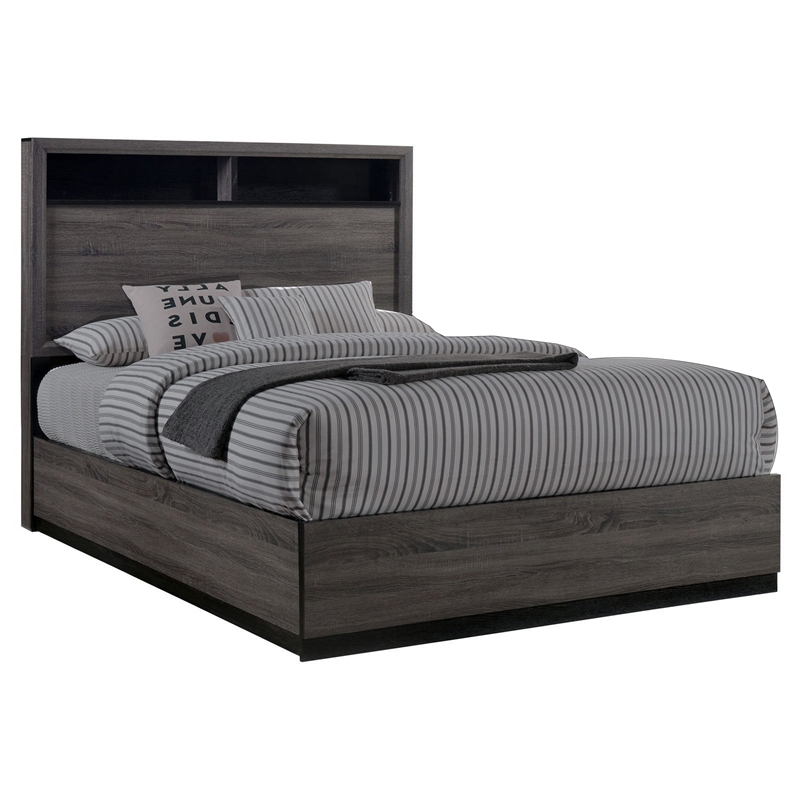 Pemberly Row 4 Piece King Bedroom Set in Two Tone Gray and Black