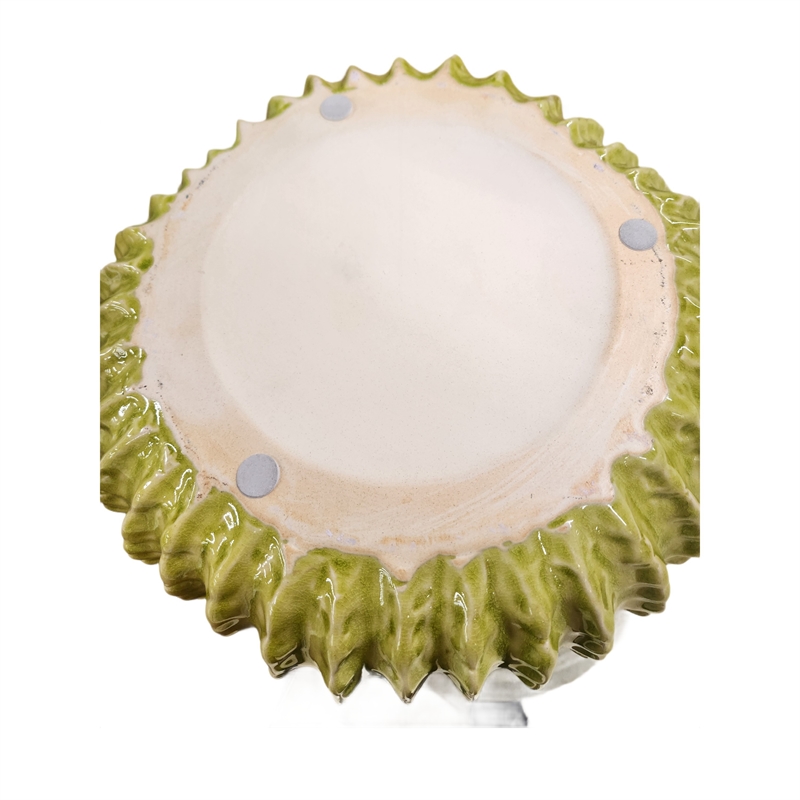 Pemberly Row Melon Shape Decorative Planter in Ribbed Green Ceramic