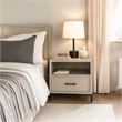 Pemberly Row Nightstand with Drawer and Cubby in Antique White Oak