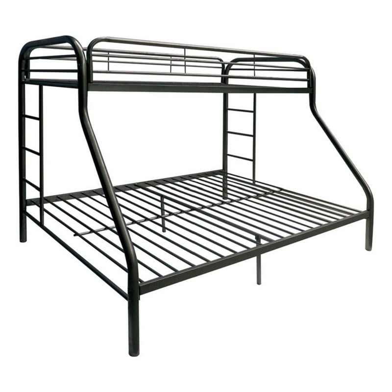 Pemberly Row Twin over Full Metal Bunk Bed with Side Ladders in Black