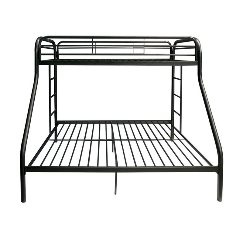 Pemberly Row Twin over Full Metal Bunk Bed with Side Ladders in Black