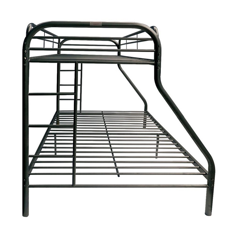 Pemberly Row Twin over Full Metal Bunk Bed with Side Ladders in Black