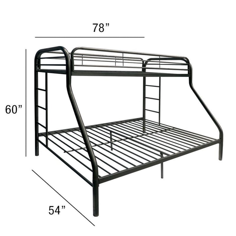 Pemberly Row Twin over Full Metal Bunk Bed with Side Ladders in Black