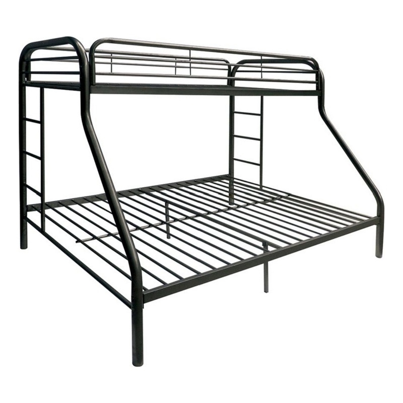 Pemberly Row Twin over Full Metal Bunk Bed with Side Ladders in Black
