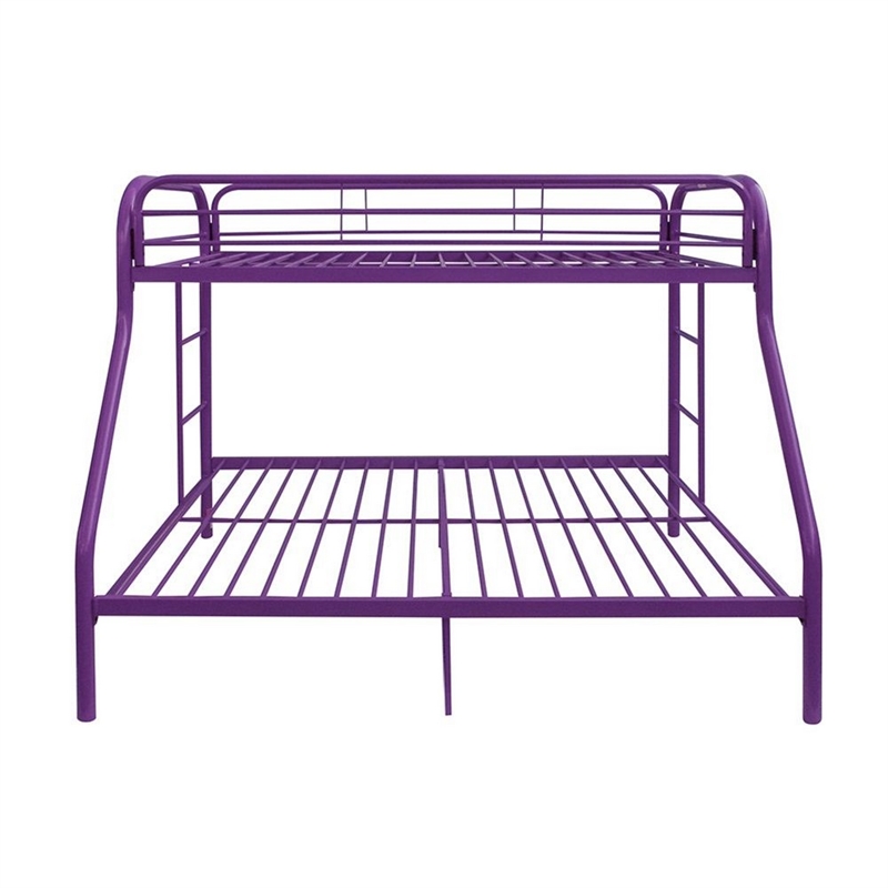 Pemberly Row Twin over Full Metal Bunk Bed with Side Ladders in Purple