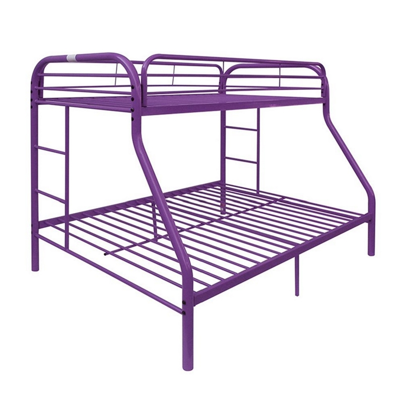 Pemberly Row Twin over Full Metal Bunk Bed with Side Ladders in Purple