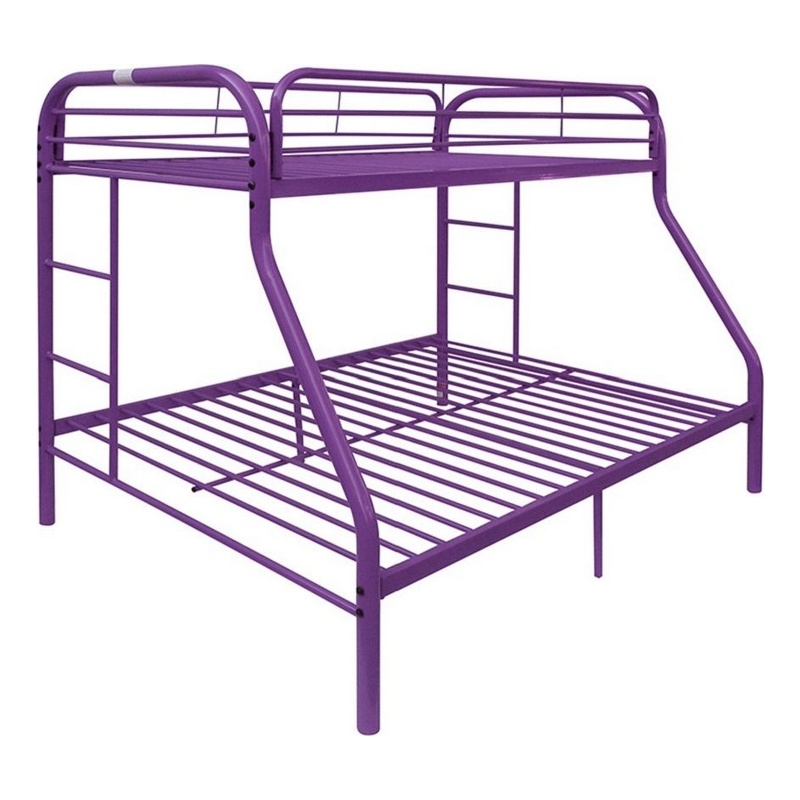 Pemberly Row Twin over Full Metal Bunk Bed with Side Ladders in Purple