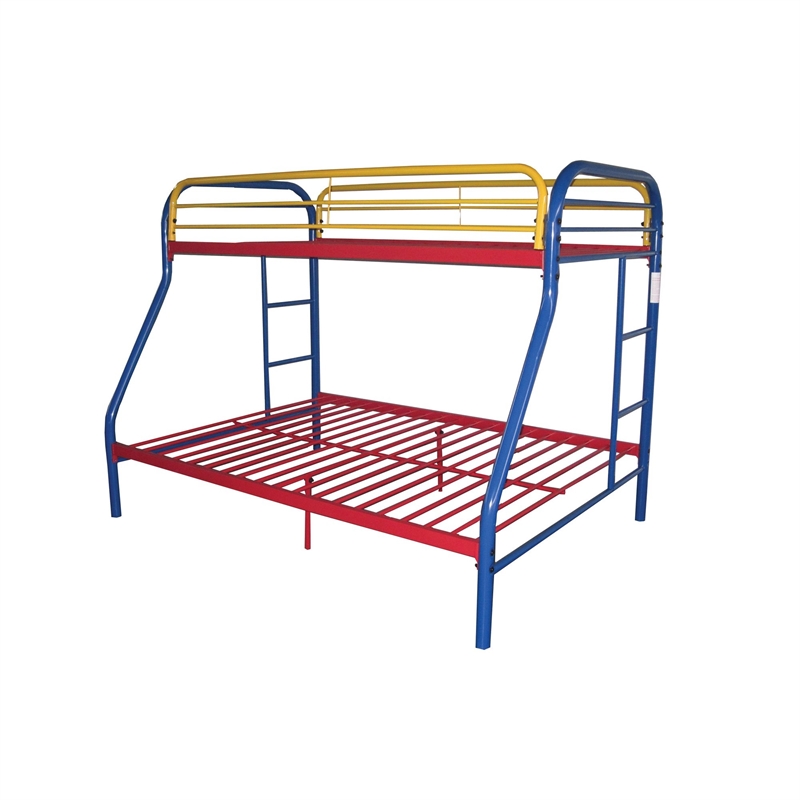 Pemberly Row Twin over Full Metal Bunk Bed with Side Ladders in Rainbow