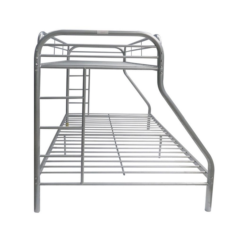 Pemberly Row Twin over Full Metal Bunk Bed with Side Ladders in Silver