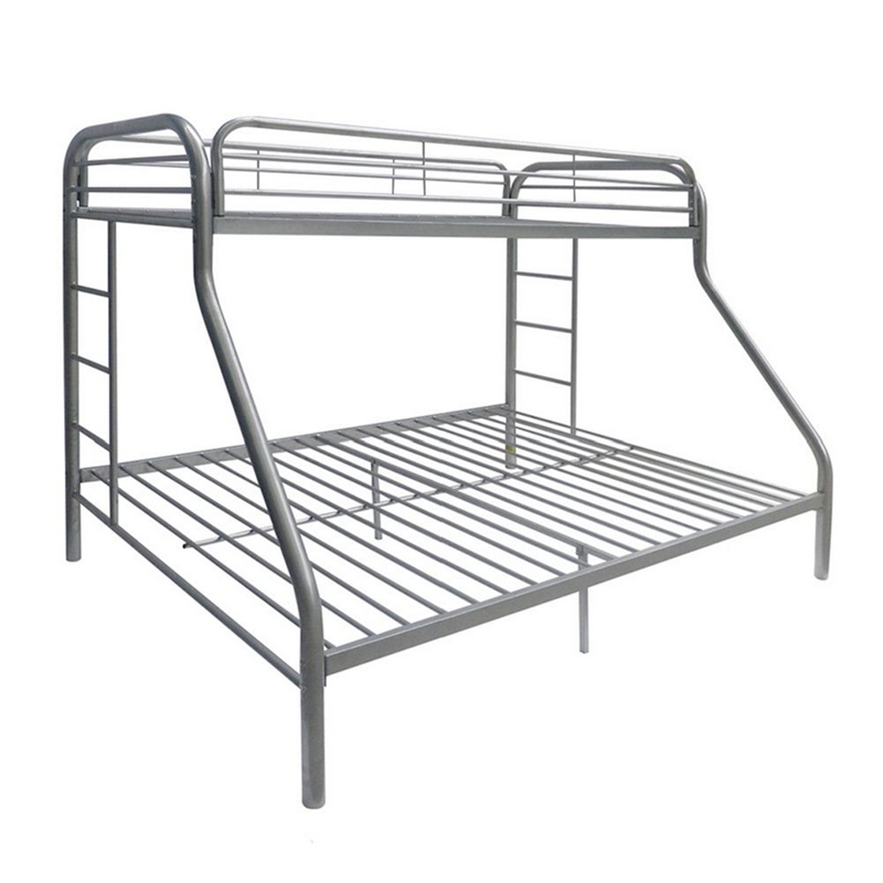 Pemberly Row Twin over Full Metal Bunk Bed with Side Ladders in Silver