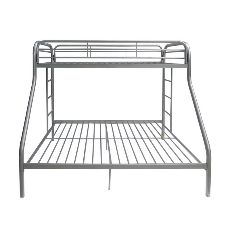 Pemberly Row Twin over Full Metal Bunk Bed with Side Ladders in Silver