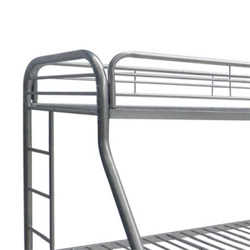Pemberly Row Twin over Full Metal Bunk Bed with Side Ladders in Silver