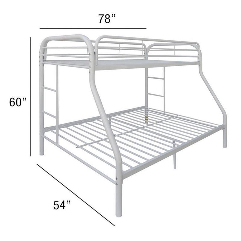 Pemberly Row Twin over Full Metal Bunk Bed with Side Ladders in White