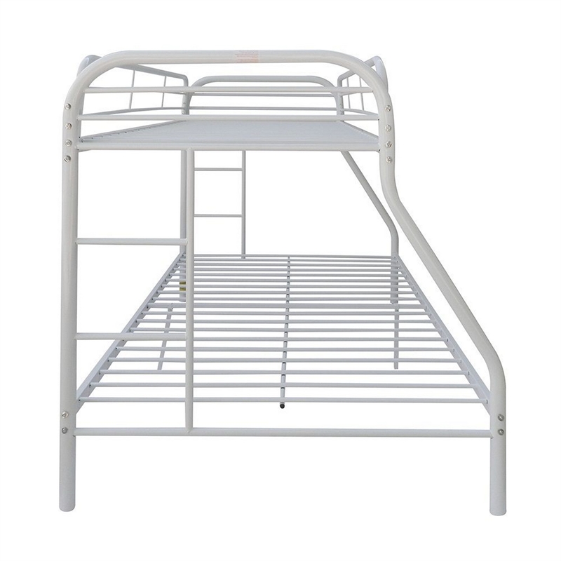 Pemberly Row Twin over Full Metal Bunk Bed with Side Ladders in White