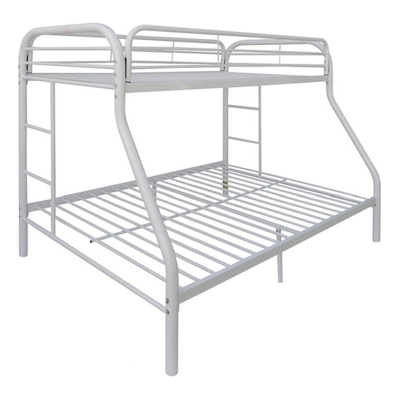 Pemberly Row Twin over Full Metal Bunk Bed with Side Ladders in White