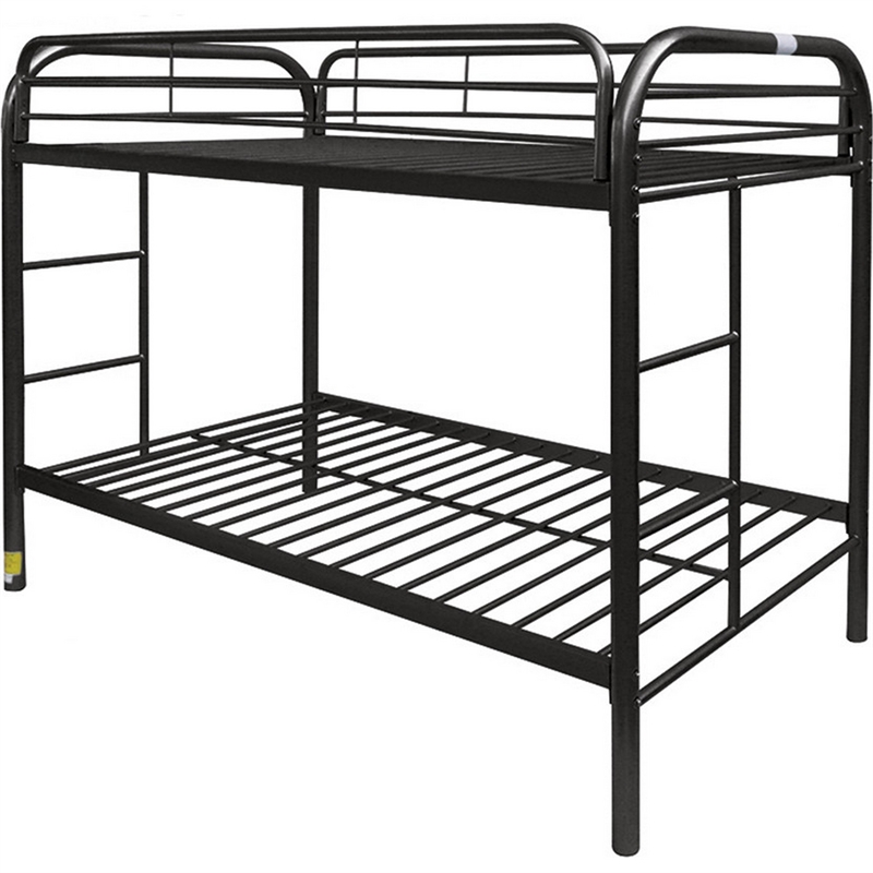 Pemberly Row Twin over Twin Metal Bunk Bed with Side Ladders in Black