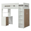 Pemberly Row Twin Loft Bunk Bed with Workstation in White and Brown