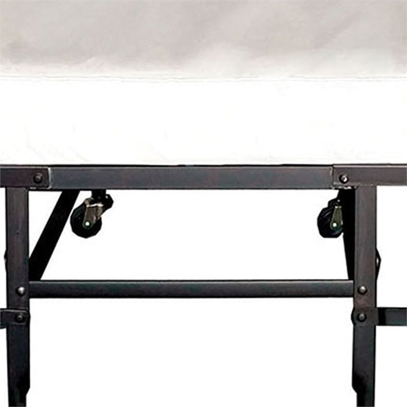 Pemberly Row Metal Rollaway Folding Bed with 48 Inch Mattress in Black