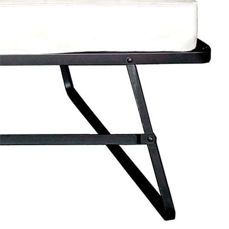 Pemberly Row Metal Rollaway Folding Bed with 48 Inch Mattress in Black