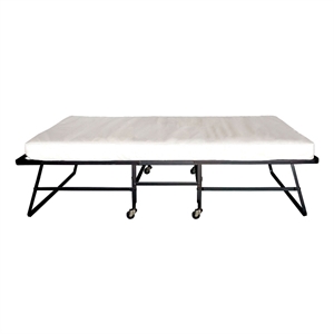 Pemberly Row Metal Rollaway Folding Bed with 48 Inch Mattress in Black