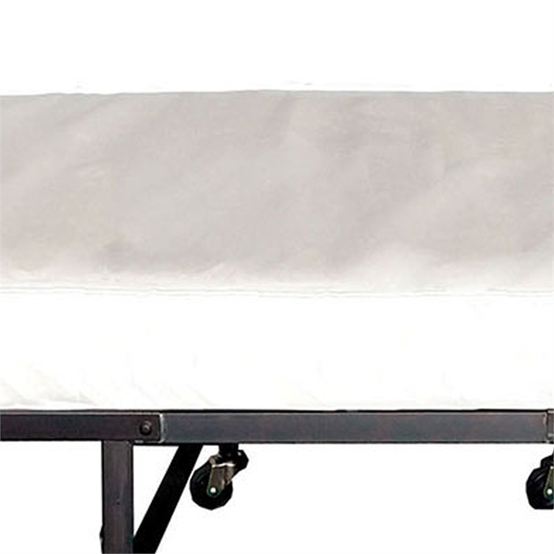 Pemberly Row Metal Rollaway Folding Bed with 48 Inch Mattress in Black