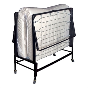 Pemberly Row Metal Rollaway Folding Bed with 39 Inch Mattress in Black