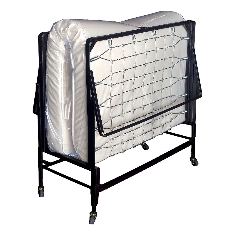 Pemberly Row Metal Rollaway Folding Bed with 39 Inch Mattress in Black