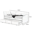 Pemberly Row Leatherette Twin Daybed with Trundle and Sloped Back in White