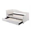 Pemberly Row Leatherette Twin Daybed with Trundle and Sloped Back in White