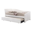 Pemberly Row Leatherette Twin Daybed with Trundle and Sloped Back in White