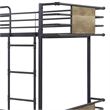 Pemberly Row Metal Twin Over Twin Bunk Bed with Attached Ladder in Black
