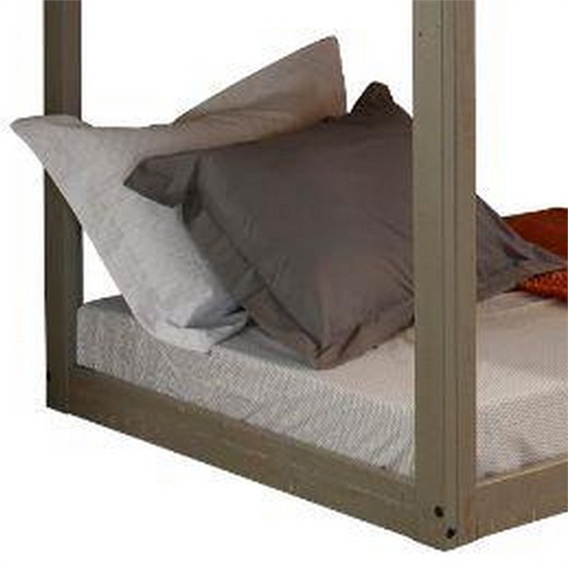Pemberly Row Twin Size Wooden Bunk Bed with House Design in Brown