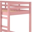 Pemberly Row Twin Loft Bed with Wooden Frame and Attached Ladder in Pink